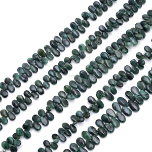 Forme de poire lisse émeraude naturelle 8 pouces 6x8 à 8x14 MM perles de brin pierres précieuses pour la fabrication de collier de bijoux - Product Image 1