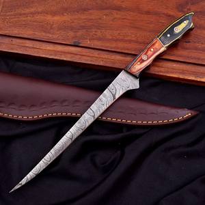 Nordic Forge Damascus Steel Fillet <b>Knife</b> with Leather <b>Sheath</b> Handmade Forged High Hardness Extra Sharp Durable Kitchen <b>Knife</b> - Product Image 1