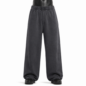 2026 Latest Arrival Vintage Washed Baggy Sweatpants <b>Men</b> Oversized <b>Wide</b> <b>Leg</b> Streetwear <b>Trousers</b> Custom Logo Custom Print - Product Image 1