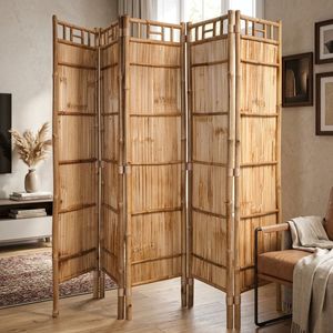 Separador de Ambientes Plegable de Bambú Natural Hecho a Mano para Decoración del Hogar y Sala de Estar - Product Image 6