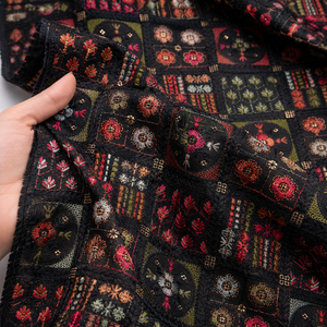 African Velvet Embroidery Fabric Premium <b>Sequin</b> Bead Fashion Textile For Kaftan Dress Boutique And Wholesale Supply Import Zones - Product Image 4