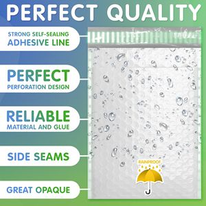 Sobres de burbujas de polietileno blanco, paquete de 7,25x7,5 pulgadas, 500 sobres acolchados impermeables, costuras duraderas autoselladas, ligeros para frágiles - Product Image 3