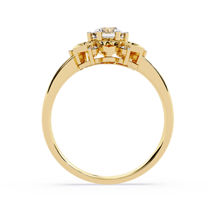 Anillos minimalistas de oro macizo de 10k, 14k y 18k con diseño floral y diamantes de talla redonda para mujer, ideales para regalo, compromiso, aniversario y boda. - Product Image 3