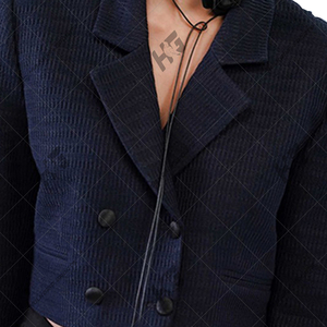 Chaqueta Blazer de Lana para Mujer, Diseño Sólido con un Solo Botón, Antiarrugas, Bordado 3D, Cuello en V, Manga Larga, Otoño Invierno - Product Image 5