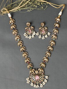 Conjunto de Collar y Pendientes de Plata Oxidada con Diseño Bohemio de Animales, Zirconia, Hecho a Mano, Chapado en Oro, Joyería para Mujer para Bodas y Fiestas, Venta al por Mayor - Product Image 4
