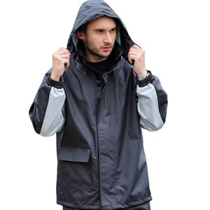 Best Quality Men Solid Waterproof Eco-Friendly Hooded <b>Rain</b> Suit Two Piece Windbreaker <b>Jacket</b> Pant Set Outdoor Sports Travel - Product Image 2