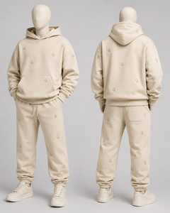 Conjunto de Sudadera con Capucha Oversize y Pantalones Jogger de Lujo, de Felpa Gruesa, con Monograma Bordado, OEM ODM, Ropa Urbana Personalizada - Product Image 2