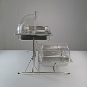 Support de présentation alimentaire en acier inoxydable de qualité supérieure, séparateur pour buffet d'hôtel, présentoir à desserts et gâteaux, étagère alimentaire à double niveau - Product Image 2