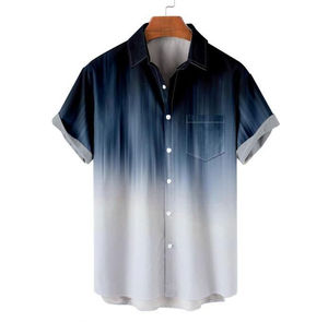 Wholesale Causal Loose Short Sleeve <b>Linen</b> <b>Shirts</b> Striped Button Down Beach <b>Shirts</b> for Men - Product Image 1