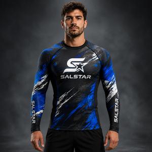 Salstar <b>Men</b> Long Sleeve Rash Guard Compression Shirt Quick Dry Sporty Fit Sublimation Print Four Way <b>Stretch</b> Flexible movement - Product Image 1
