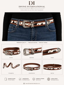 Cinturones de Cuero con Pelo de Vaca Estilo Vaquero, Accesorios de Cuero Personalizados al por Mayor de Divine International - Product Image 6
