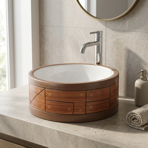Vistaar Modern Square White Printed Ceramic <b>Table</b> Top Art Wash Basin For Bathroom - Product Image 2