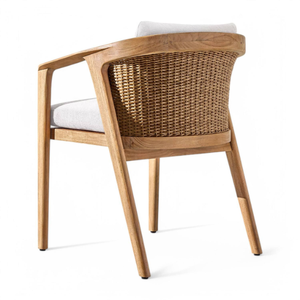 Silla de comedor de ratán con brazos y estructura de madera de teca para decoración del hogar y muebles de jardín - Product Image 4