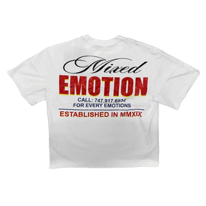 T-shirt en coton blanc à manches courtes et col rond pour homme avec imprimé Mixed Emotion Florida Casino, design streetwear décontracté - Product Image 2