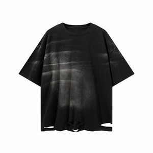 เสื้อยืดโอเวอร์ไซส์ผู้ชาย แขนสั้น คอกลม ผ้าเจอร์ซีย์คอตตอน สีพื้น ดีไซน์เรียบง่าย - Product Image 3