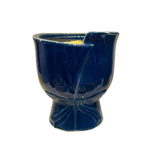 Vase en céramique bleue, fait main, finition mate, pot à fleurs décoratif, plante de table pour la maison, le bureau, cadeau - Product Image 1