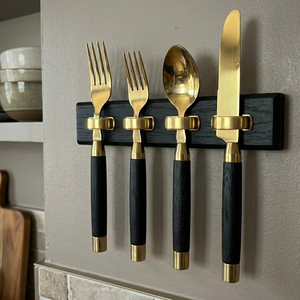 Ensemble de couverts en argent plaqué or PVD avec manche en résine pour hôtel, restaurant, mariage, location, service pour 4 personnes - Product Image 3