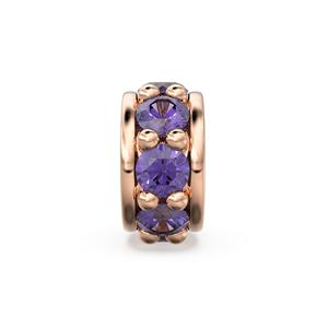 18K Solid Yellow Gold <b>Fine</b> <b>Ring</b> with 5mm Purple Amethyst Eternity Rondelle Wheel Bead - Product Image 2