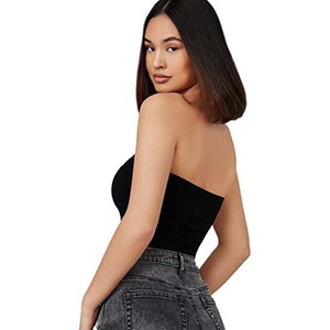 <b>Women's</b> <b>Black</b> Strapless Tube <b>Top</b> Solid Knitted Crop <b>Tank</b> Sexy Clubwear Breathable Short Length - Product Image 4