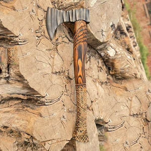 Hacha Nórdica Estilo Vikingo Hecha a Mano con Mango de Madera, Herramienta para Acampar al Aire Libre, Bushcraft, Carpintería, Decoración Rústica, Regalo - Product Image 6