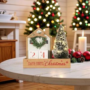Calendario Natalizio con 99 Giorni Conto alla Rovescia, Albero di Natale Illuminato a LED, Ghirlanda Rustica in Legno da Tavolo, Decorazioni Natalizie con Numeri e Data - Product Image 2