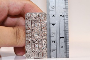 Broche décorée de diamants cultivés en laboratoire en or 18 carats, design antique Art Déco, broche en argent 925, broche unique pour femmes - Product Image 4