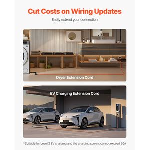 Cable de Extensión para Secadora de 50 pies, NEMA 10-30P 10-30R, 125V/250V STW, 10AWG/3C, 30A, Cable de Cobre Puro de 3 Puntas para Uso con Secadora - Product Image 2