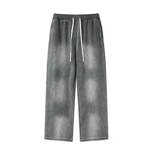 Pantalones de hombre lavados, pantalones deportivos vintage con lavado ácido y estampado de diamantes de imitación, pantalones jogger descoloridos por el sol. - Product Image 4