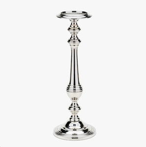 Polished <b>Silver</b> Metal Pillar Candle Holder-Classic Tiered Node <b>Candlestick</b> Stand Dining Table Centerpiece Home Decor Handmade - Product Image 2