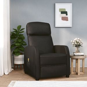 Grand fauteuil de massage noir en similicuir avec structure en fer et contreplaqué - Fauteuil inclinable haut de gamme - Product Image 1