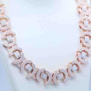 Collar de Cadena Cubana de Plata 925 Bañado en Oro Rosa con Diamante Moissanita, Joyería Bling Hip Hop con Encanto, Regalo para Fiestas - Product Image 3