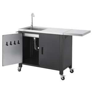 Carrello Grill Portatile da Esterno da 52 Pollici con Lavello, Piano in Acciaio Inox, Armadietto Portaoggetti e Isola Cucina Impermeabile - Product Image 1