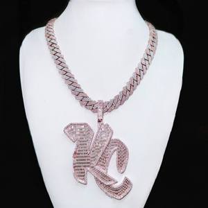 Trendy Hiphop Moissanite <b>Pendant</b> Letter <b>Initial</b> 925 <b>Silver</b> Vvs Iced Out Custom for Certified Rhodium Plated - Product Image 1