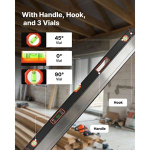 Livella Digitale Magnetica da 48 Pollici con Display LED Retroilluminato, Strumento di Livellamento Elettronico a 360 Gradi in Alluminio, 0 Gradi - Product Image 6