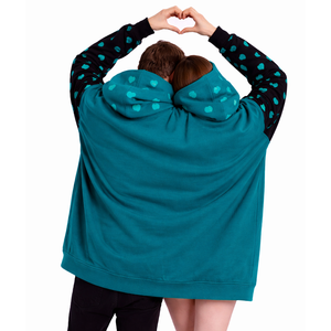 Novelty Couple Hoodie Hooded Unisex Oversized Casual Long Sleeve <b>Pullover</b> with Pocket Loose Fit Top For Two People Wearing Teal - Product Image 5