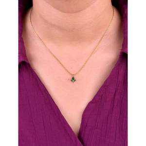 Indian Ethnic Artificial Jewellery-Platinum Plated Gold Chain with Scarlet Leaf Pendant - Product Image 2