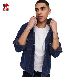 Ryan Pro Gear <b>Customized</b> Design <b>Denim</b> <b>Jacket</b> for Men with <b>Customized</b> Logo ODM Design - Product Image 2