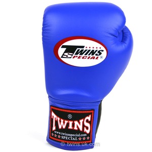 Guantes de Boxeo Gemelos Azules y Negros de Alta Calidad, 100% Cuero Genuino, Equipo de Entrenamiento, Sparring, MMA, Kickboxing - Product Image 1