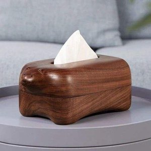 Caja de pañuelos de madera hecha a mano, soporte de pañuelos de madera maciza, estuche rústico para servilletas, decoración para el hogar y la oficina - Product Image 3