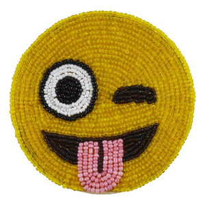 Handmade Beaded Coaster Cute Winking Face Yellow Glass Bead Table <b>Mat</b> Wholesale Decorative Handicraft Placemat for Hom - Product Image 1