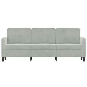 Canapé de salon 3 places en velours gris clair 100% polyester avec structure en métal textilène - Product Image 3