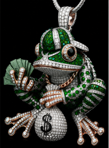 Pendentif grenouille en moissanite verte, breloque animale 3D, collier grenouille en strass, cadeau bijou - Product Image 4