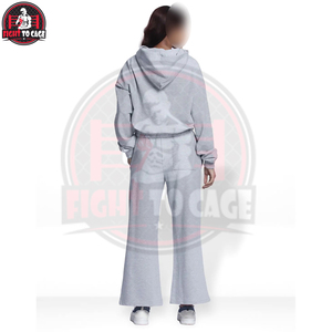 Ensemble de survêtements pour femmes, couleur gris, vêtements décontractés, coupe confortable, meilleure qualité, hauts courts pour femmes, sweats à capuche et ensembles de pantalons - Product Image 4