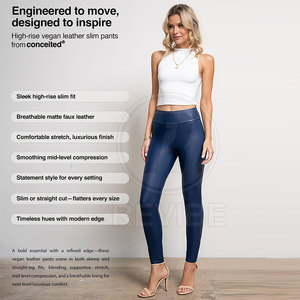 Legging en cuir pour femmes, taille mi-haute, décontracté, respirant, toucher doux, pour usage quotidien - Product Image 6