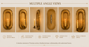 Grand European Venetian Baroque Luxury Wall <b>Sconce</b> Ornate Decorative Wall <b>Light</b> with Elaborate Mirror Detailing, Premium Brass F - Product Image 3