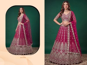 Lehenga Choli en soie brodée rouge avec dupatta, tenue de mariage traditionnelle indienne/pakistanaise pour femmes avec protection solaire - Product Image 6