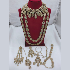 JeweleMarket Ethnic Gold Plated Austrian Crystal <b>Bridal</b> <b>Jewelry</b> <b>Set</b> with Necklace & Earrings for Women's - Product Image 6