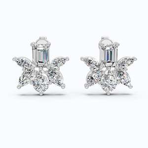<b>Emerald</b> Cut Lab Grown Diamond Butterfly <b>Earrings</b> IGI Certified Rhodium Plated 14K Yellow <b>Gold</b> Statement Bridal Jewelry Gift - Product Image 1