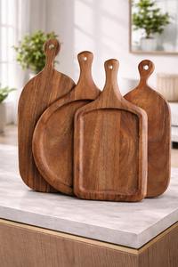 Plateau à pizza en bois de noyer noir de qualité supérieure, planches à fromage et à charcuterie, planche à découper - Product Image 5