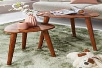 Table basse en bois massif de manguier avec plateau, design Flute